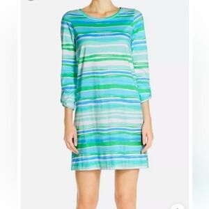 Lilly Pulitzer Linden Midi Dress Seaspray Blu Blue Sea Stripe Size Small Beach